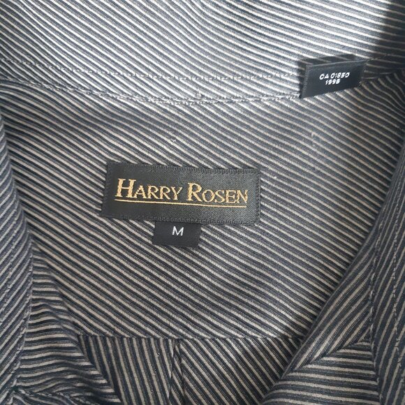 Harry Rosen SZ M Cotton Striped Men's Button Up Shirt, Black & Grey - Picture 3 of 14